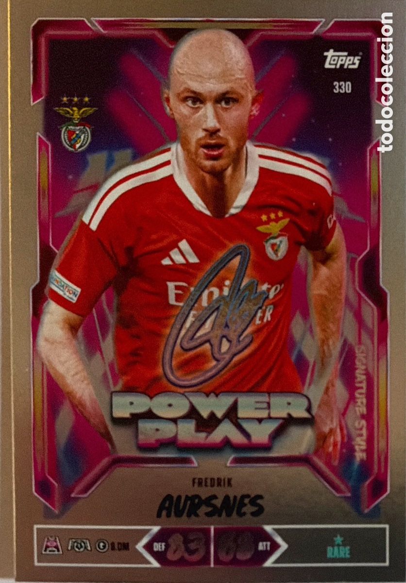 Cromos de f&uacute;tbol: 330 - Fredrik Aursnes -Signature- (BENFICA) MATCH ATTAX CHAMPIONS LEAGUE 2026/27 (TOPPS)