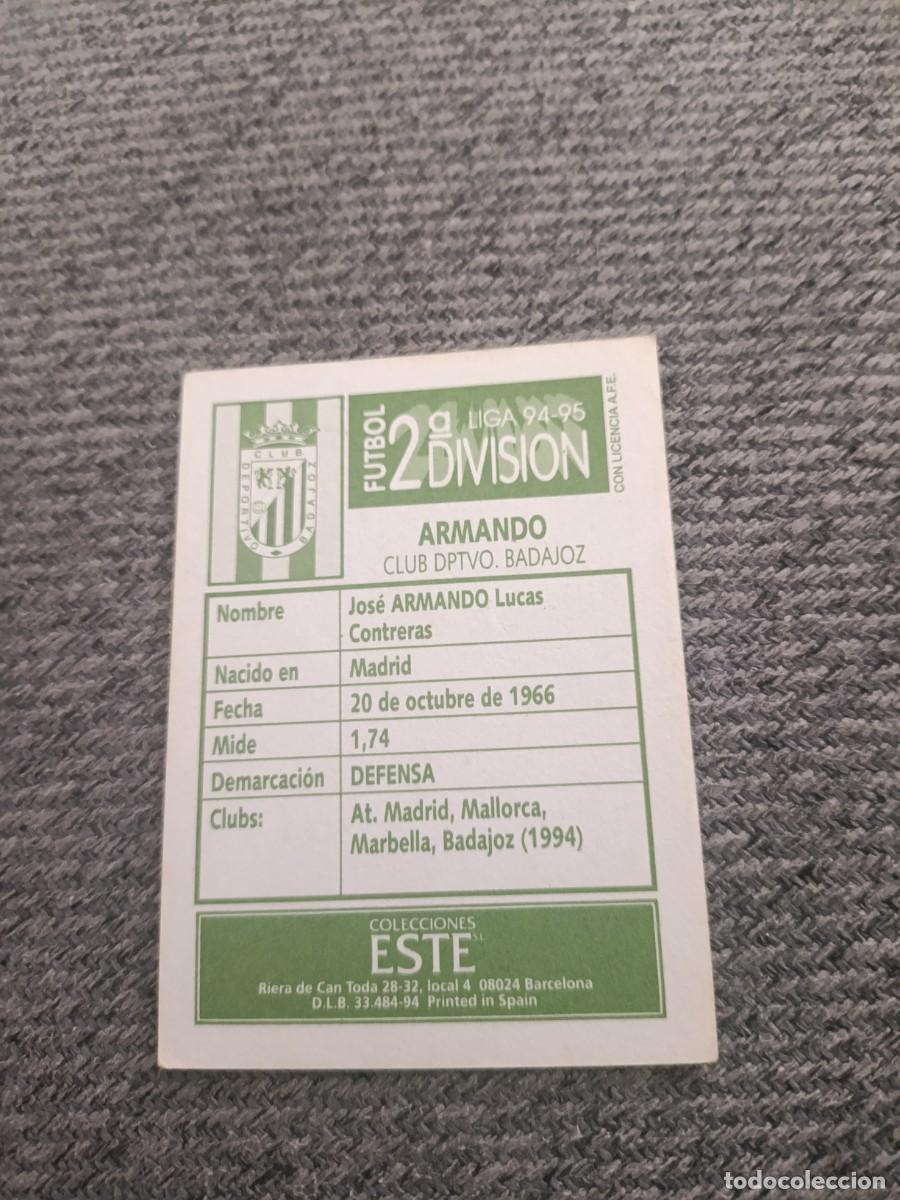 Cromos de f&uacute;tbol: Ed.este 94-95 Armando Badajoz - Foto 2