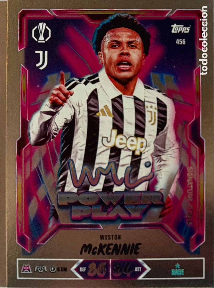 Cartes &agrave; collectionner de Football: 456 - Weston McKennie -Signature- (JUVENTUS) MATCH ATTAX CHAMPIONS LEAGUE 2026/27 (TOPPS)