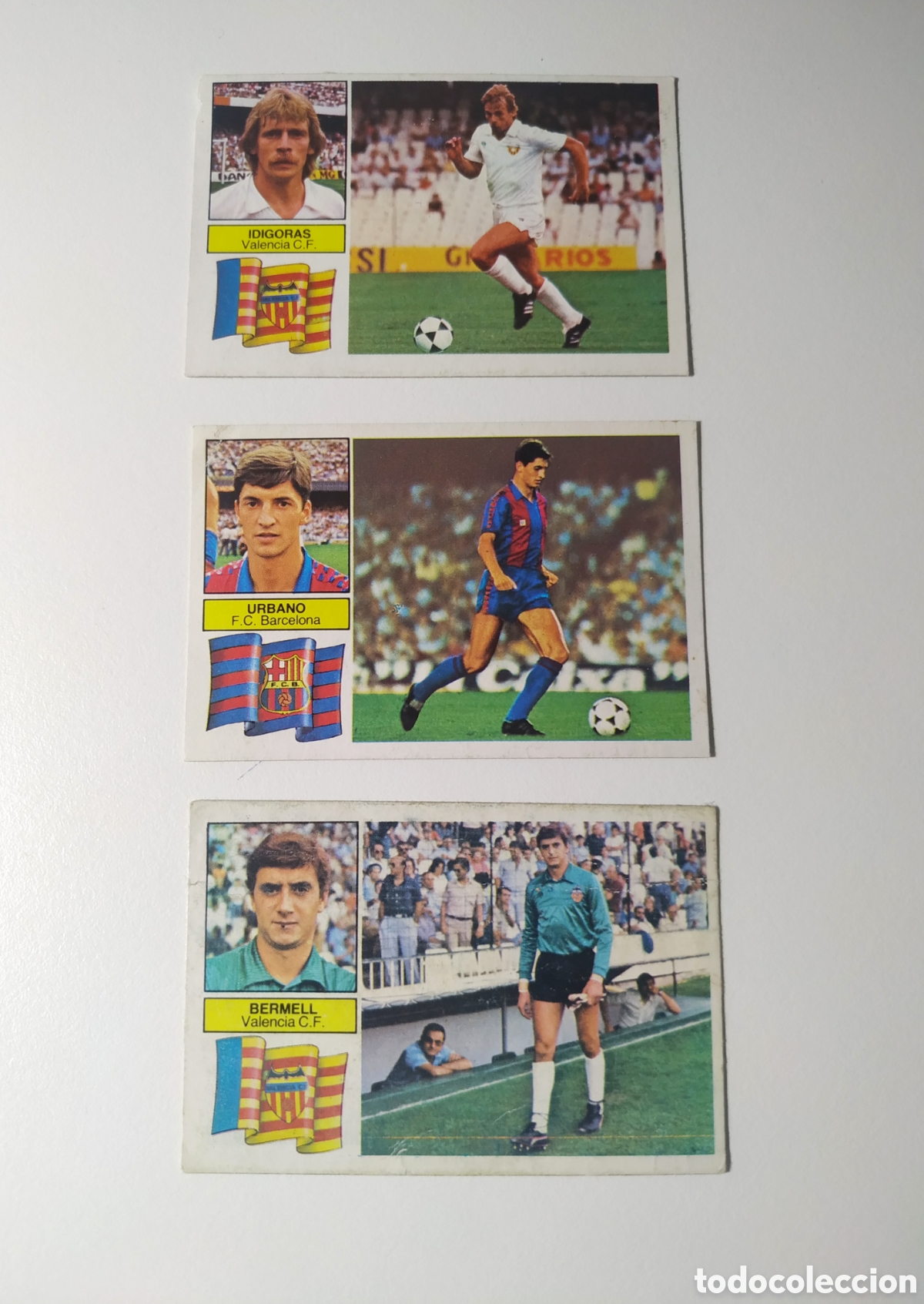 Figurine di Calcio: Lote de cromos Idigoras, Urbano, Bermell, 82 83 ediciones ESTE 1982 1983 despegado recuperado