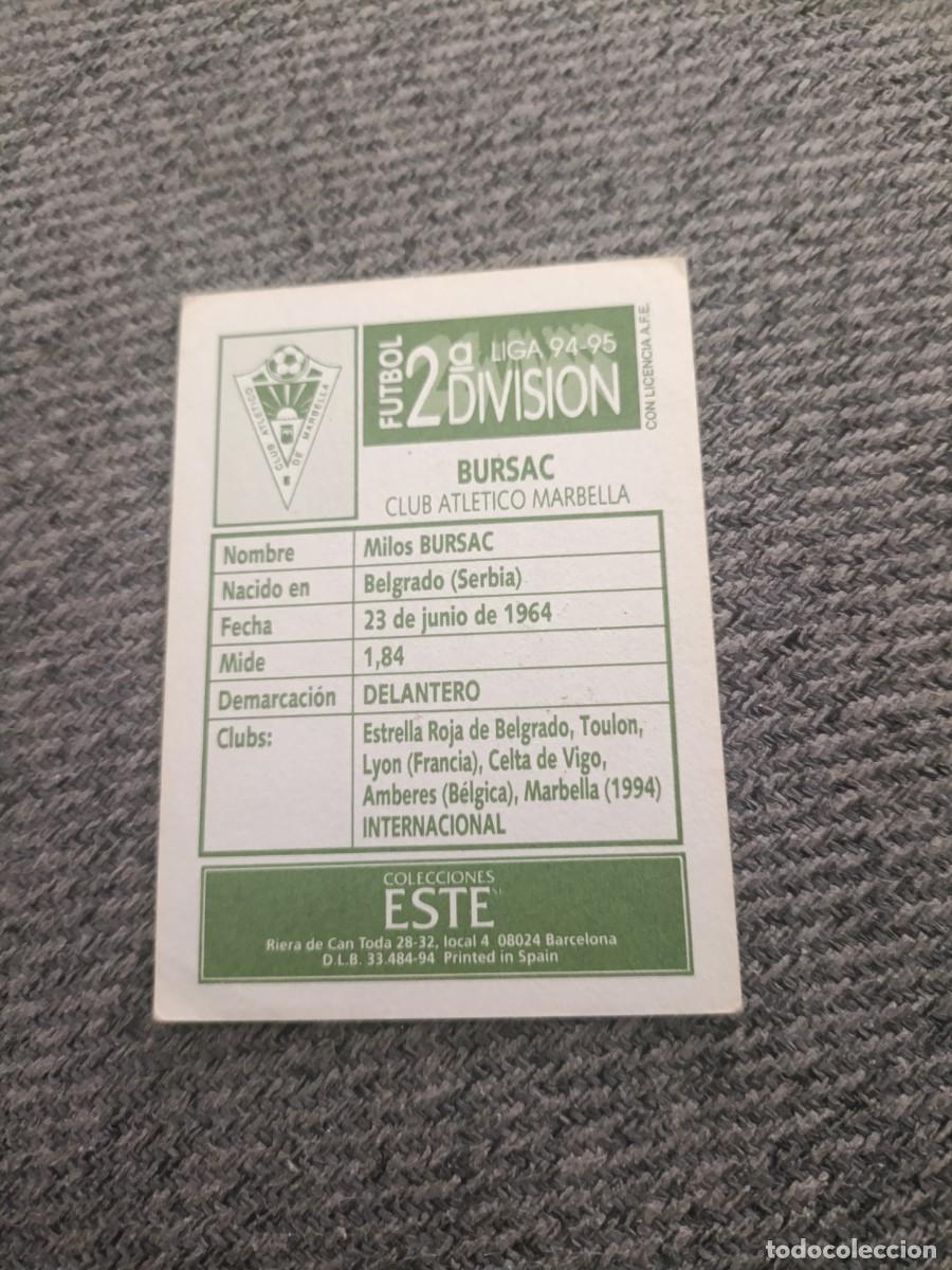 Cromos de f&uacute;tbol: Ed.este 94-95 Bursac Atl&eacute;tico Marbella - Foto 2