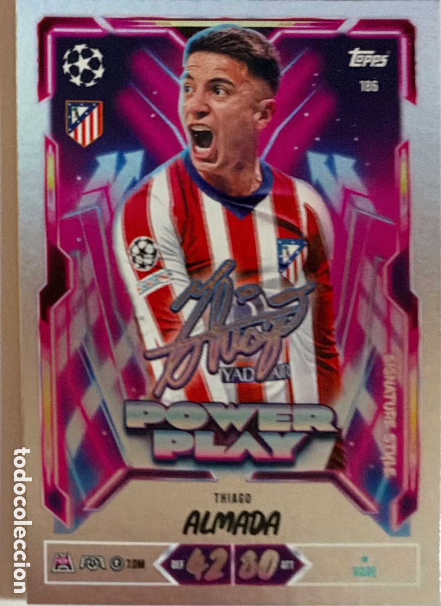 Football Stickers: 186 - Thiago Almada -Signature- (ATL. MADRID) MATCH ATTAX CHAMPIONS LEAGUE 2026/27 (TOPPS)
