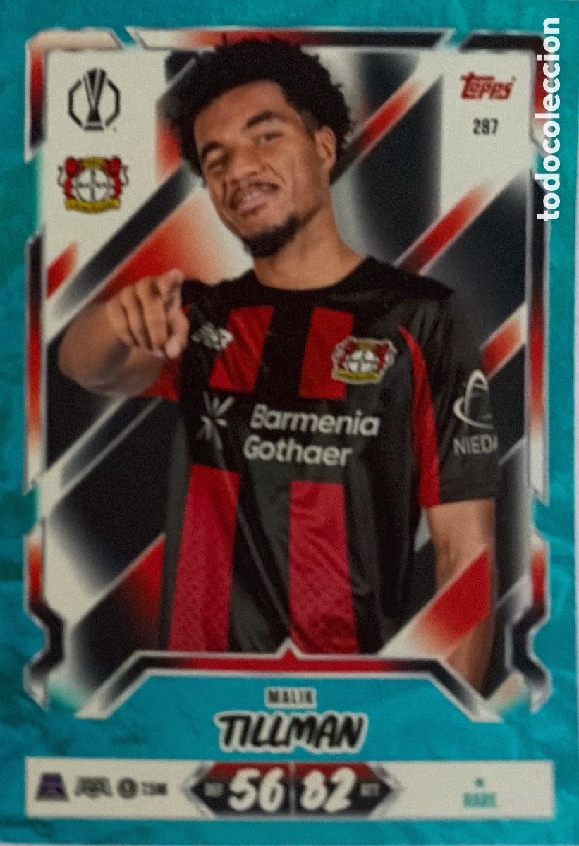 Cromos de f&uacute;tbol: 287 - TILMAN -FONDO VERDE RARO- (Bayern Leverkusen) MATCH ATTAX CHAMPIONS LEAGUE 2026/27