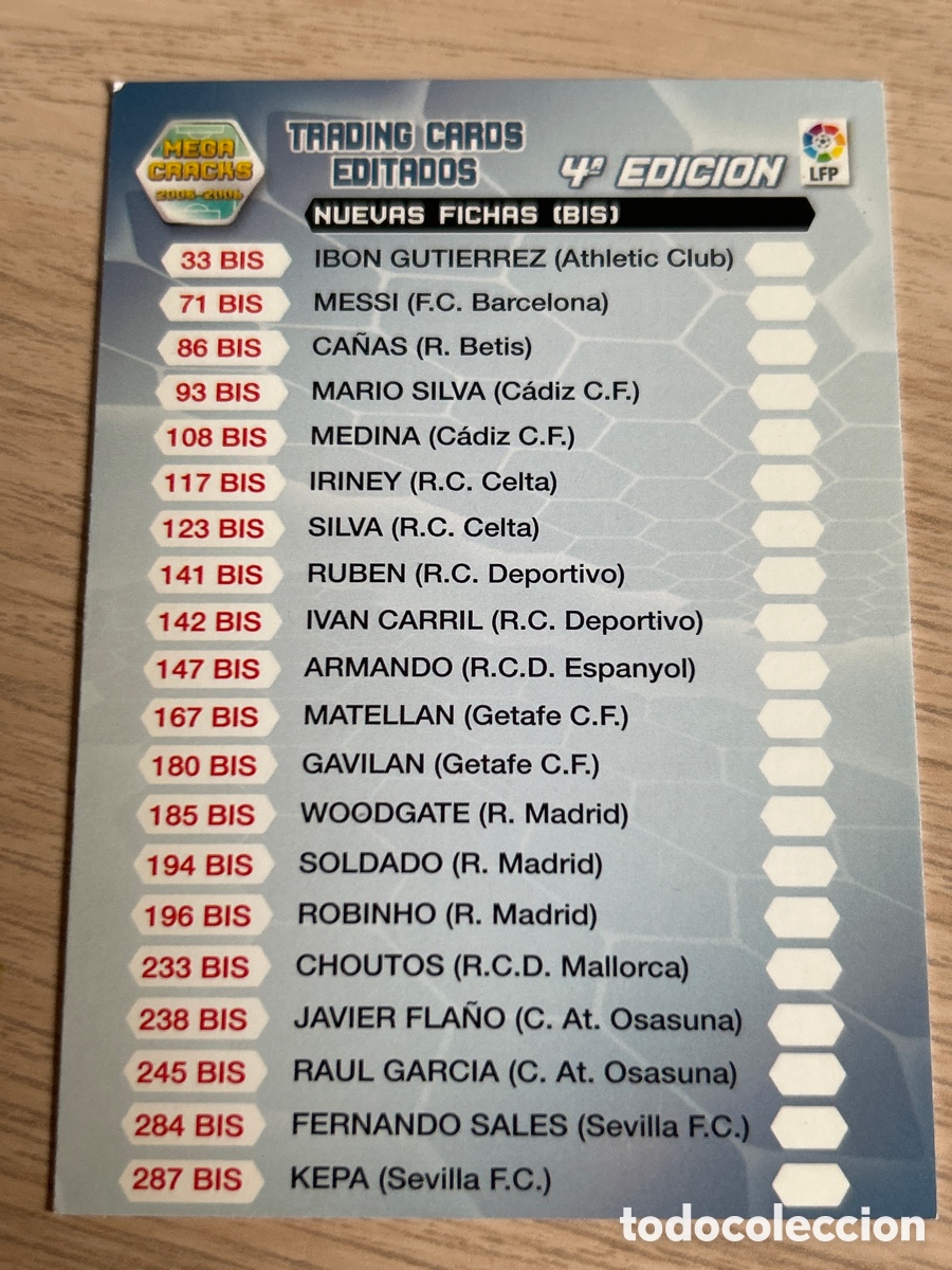 Football Stickers: MEGACRACKS 2005 2006 PANINI INDICE TRADING CARDS EDITADOS 4 EDICION CUARTA - CROMO LIGA 05 06