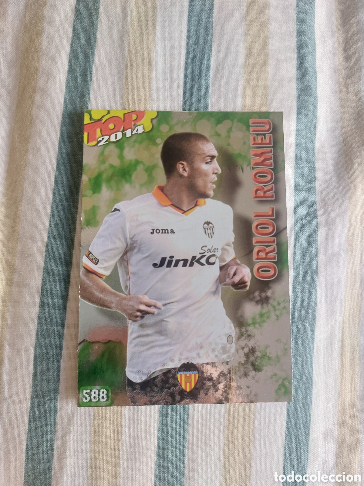 Cromos de f&uacute;tbol: 588 ORIOL ROMEU (VALENCIA) - TOP BRILLO VERDE LISO - MUNDICROMO 2013 2014 13-14