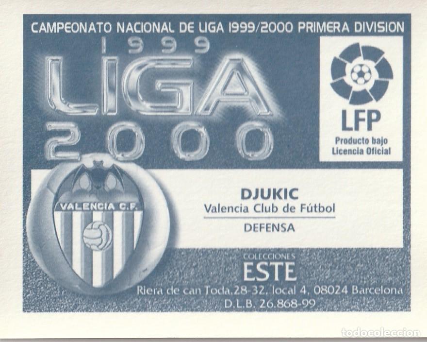 Cromos de f&uacute;tbol: ESTE 99-00. DJUKIC. NUNCA PEGADO. - Foto 2