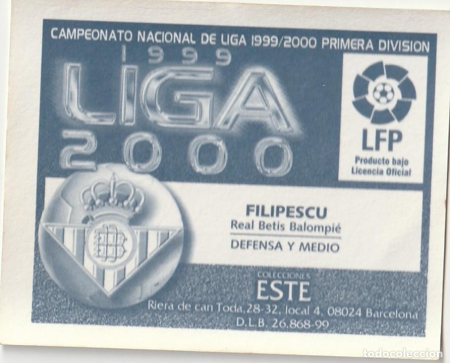 Cromos de f&uacute;tbol: ESTE 99-00. FILIPESCU. NUNCA PEGADO. - Foto 2