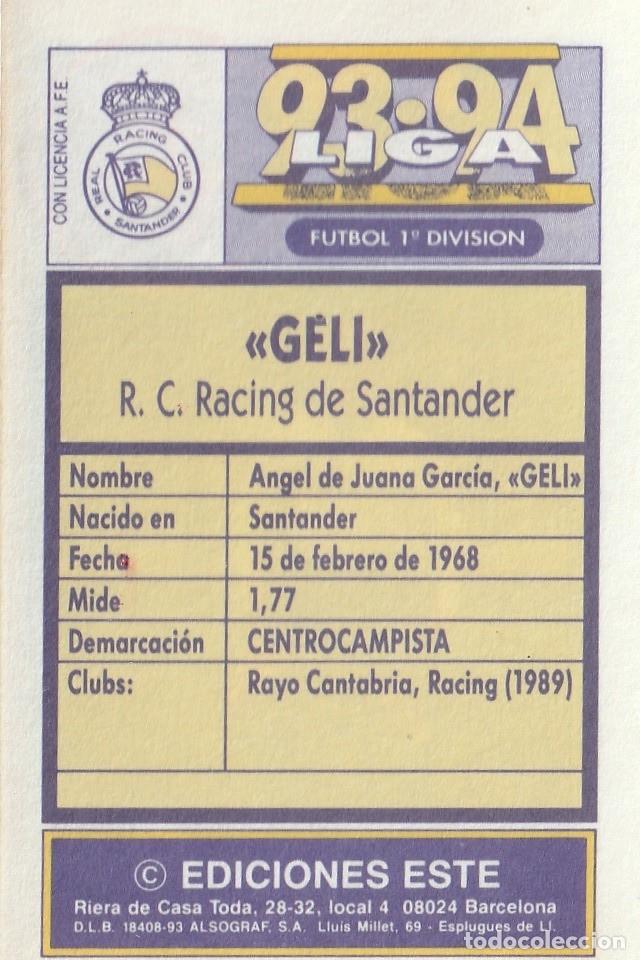 Cromos de f&uacute;tbol: ESTE 93-94. GELI. NUNCA PEGADO. - Foto 2