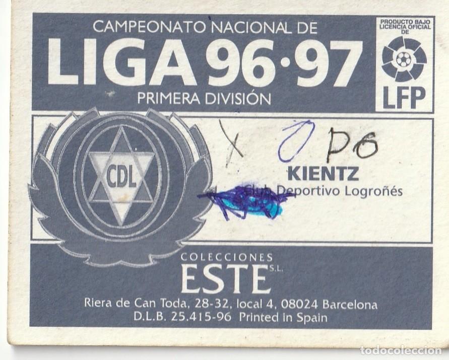 Cromos de f&uacute;tbol: ESTE 96-97. KIENTZ. NUNCA PEGADO. - Foto 2