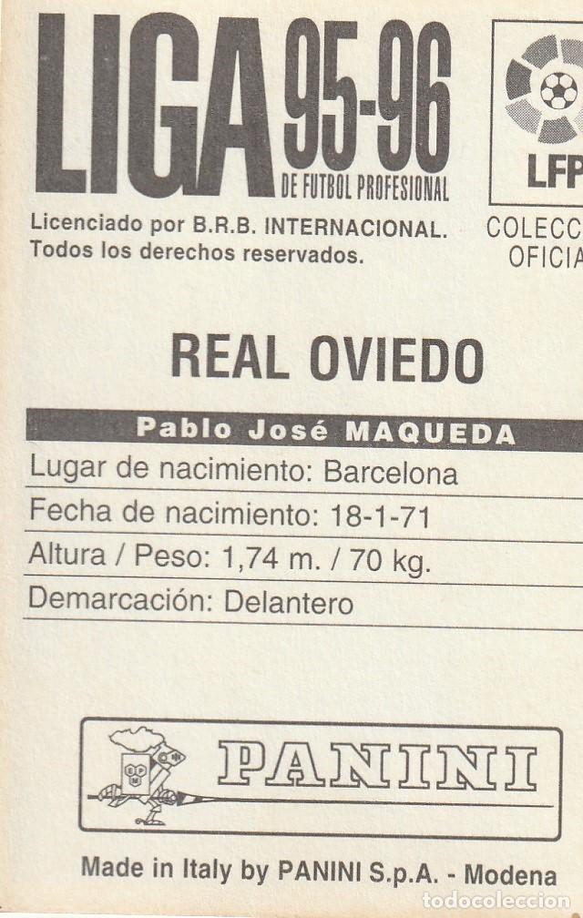 Cromos de f&uacute;tbol: PANINI 95-96. MAQUEDA. NUNCA PEGADO. - Foto 2