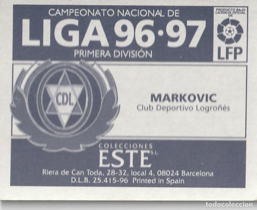 Cromos de f&uacute;tbol: ESTE 96-97. MARKOVIC. NUNCA PEGADO. - Foto 2