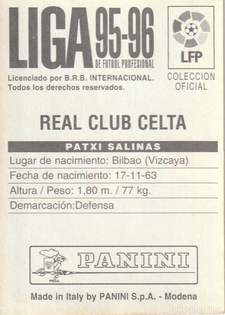 Cromos de f&uacute;tbol: PANINI 95-96. PATXI SALINAS. NUNCA PEGADO. - Foto 2