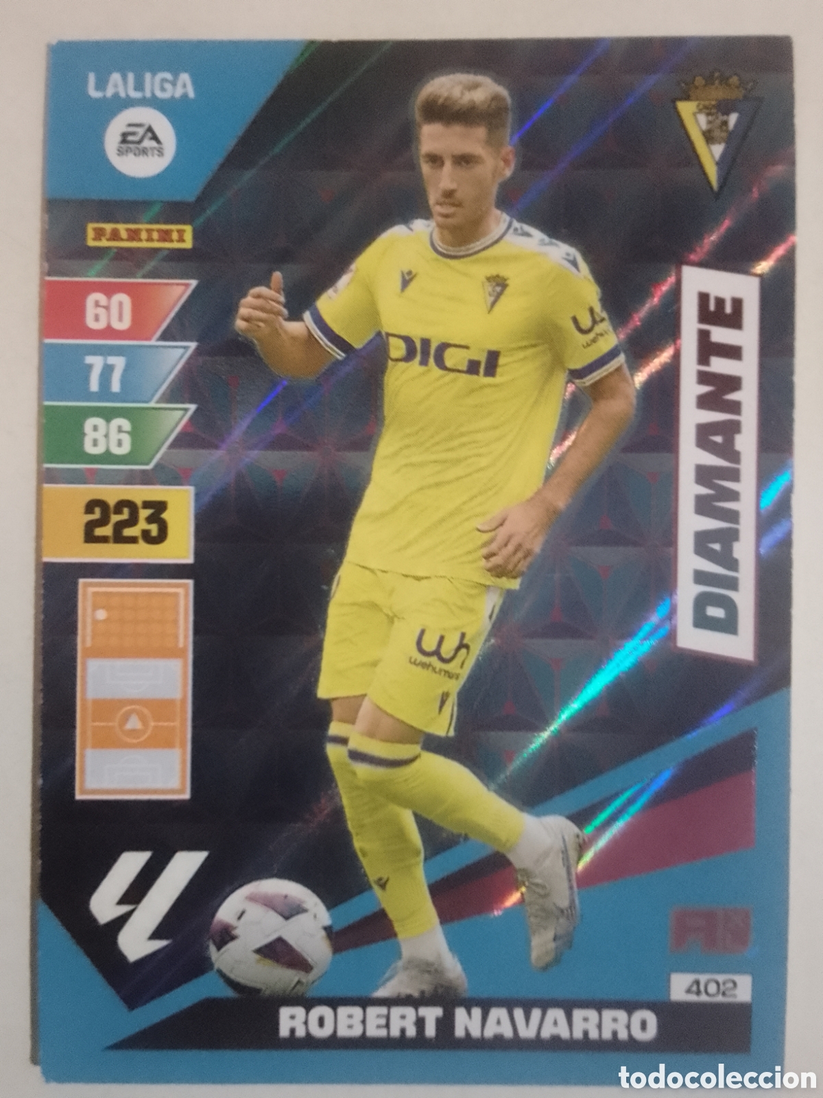 Cromos de f&uacute;tbol: Adrenalyn XL 2023-24 n&deg; 402 Roberto Navarro &bull; C&aacute;diz. DIAMANTE.
