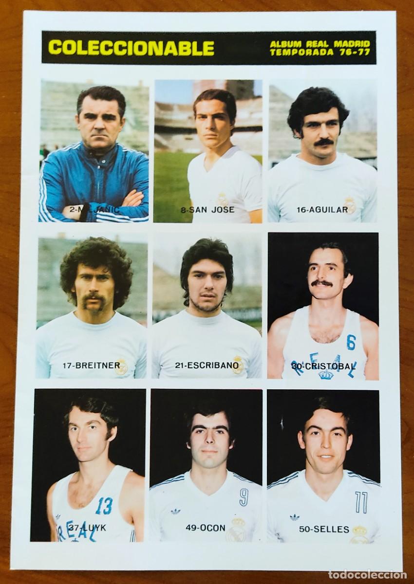 Cromos de f&uacute;tbol: HOJA COLECCIONABLE ALBUM REAL MADRID TEMPORADA 76-77 - 9 CROMOS
