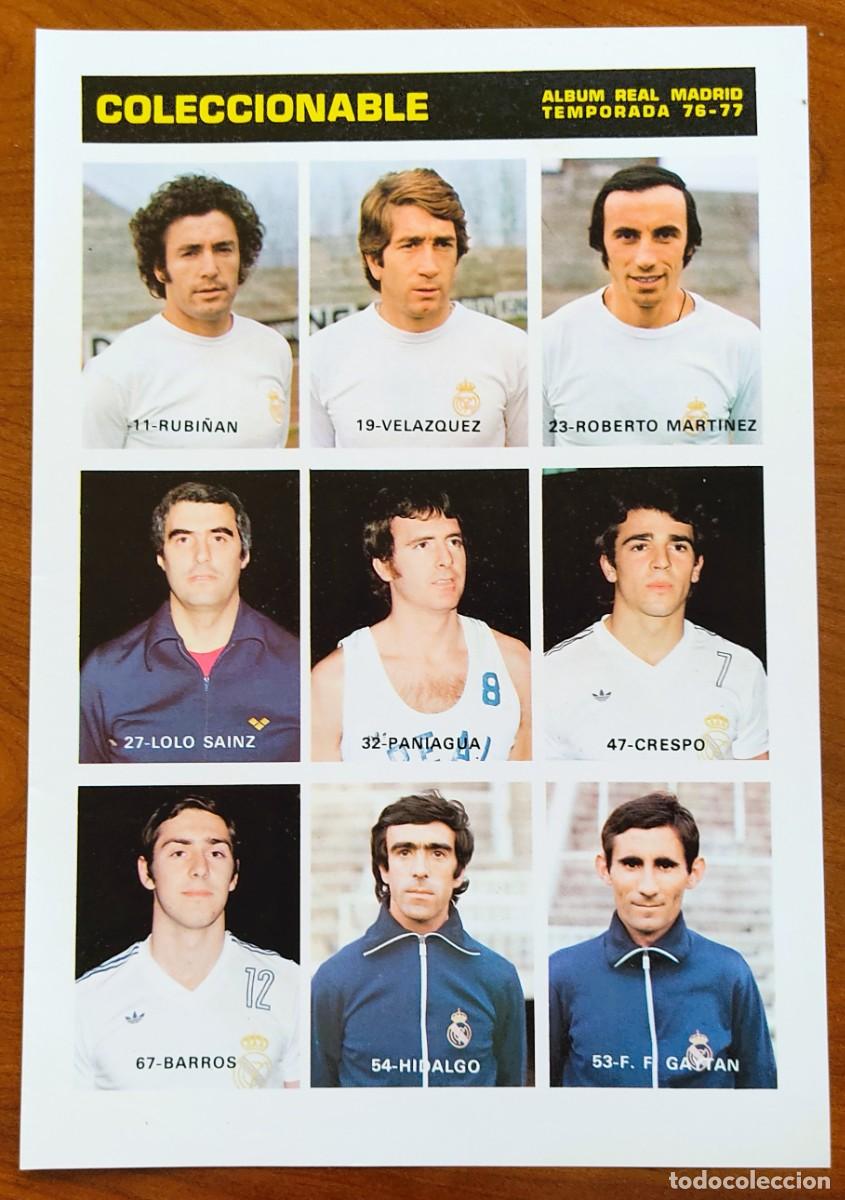 Cromos de f&uacute;tbol: HOJA COLECCIONABLE ALBUM REAL MADRID TEMPORADA 76-77 - 9 CROMOS