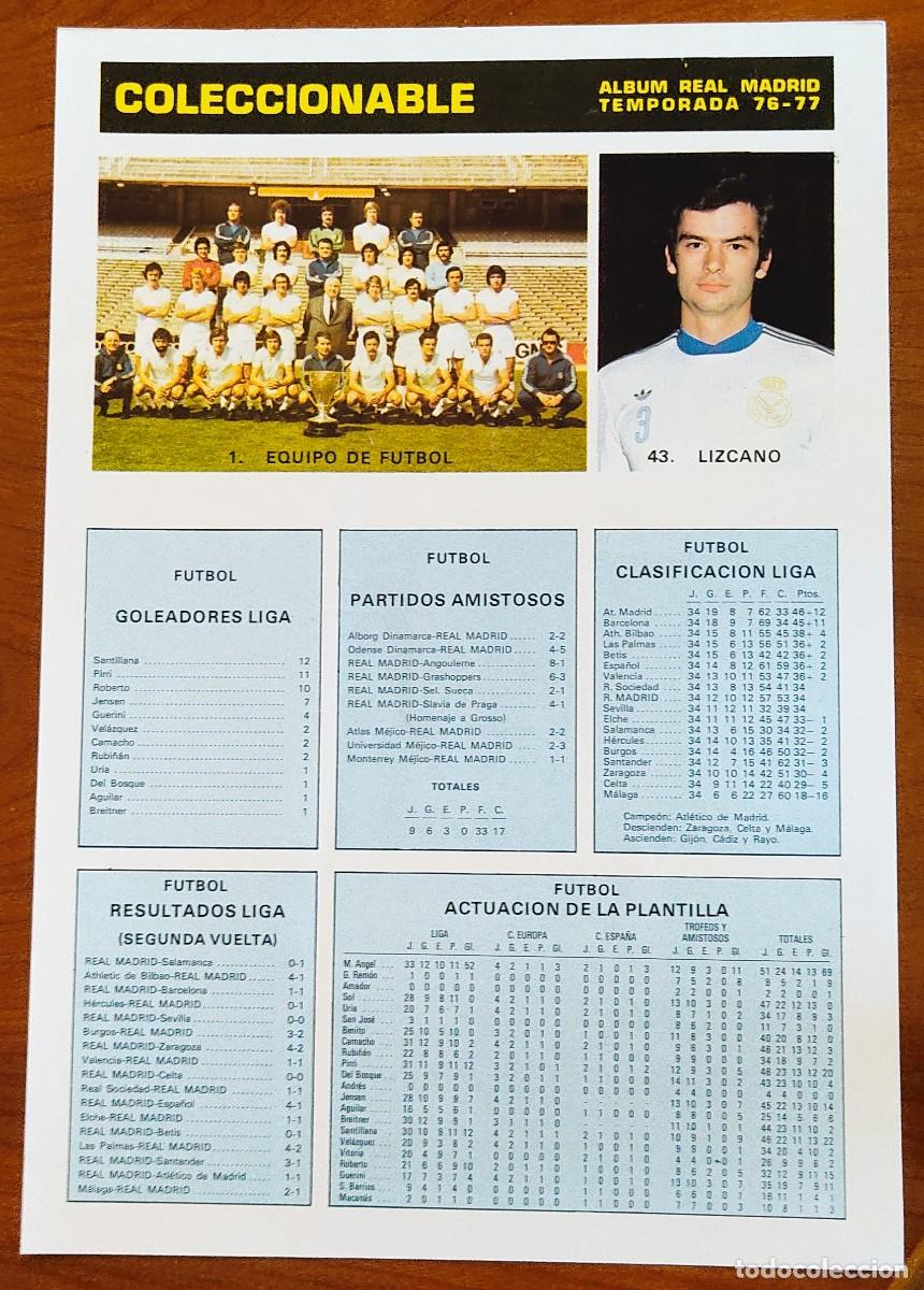 Football Stickers: HOJA COLECCIONABLE ALBUM REAL MADRID TEMPORADA 76-77 - 7 CROMOS