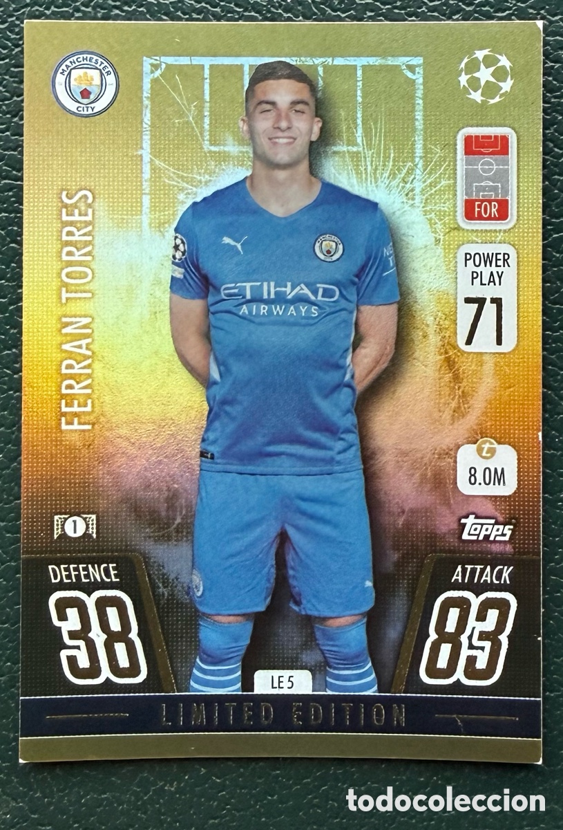 Cromos de Futebol: LE 5 FERRAN TORRES MANCHESTER CITY FICHAS ALBUM TOPPS CHAMPIONS LEAGUE MATCH ATTAX 2021 2022 21 22