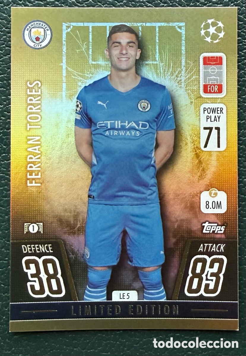 Cromos de f&uacute;tbol: LE 5 FERRAN TORRES MANCHESTER CITY FICHAS ALBUM TOPPS CHAMPIONS LEAGUE MATCH ATTAX 2021 2022 21 22