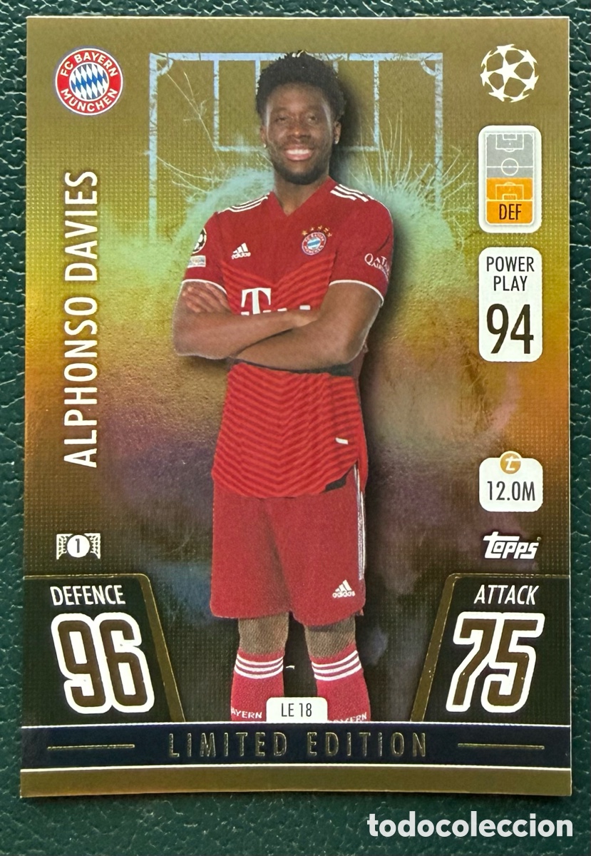 Cartes &agrave; collectionner de Football: LE 18 ALPHONSO DAVIES FC BAYERN MUNICH FICHAS TOPPS CHAMPIONS LEAGUE MATCH ATTAX 2021 2022 21 22