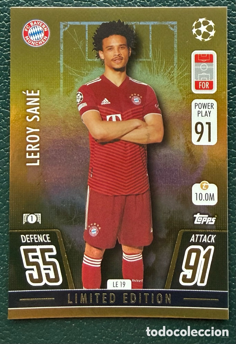 Cartes &agrave; collectionner de Football: LE 19 LEROY SANE FC BAYERN MUNICH FICHAS ALBUM TOPPS CHAMPIONS LEAGUE MATCH ATTAX 2021 2022 21 22