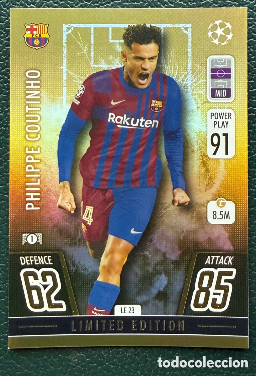 Cartes &agrave; collectionner de Football: LE 23 PHILIPPE COUTINHO FC BARCELONA FICHAS ALBUM TOPPS CHAMPIONS LEAGUE MATCH ATTAX 2021 2022 21 22
