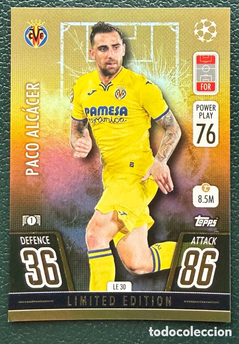 Football Stickers: LE 30 PACO ALCACER VILLARREAL CF FICHAS ALBUM TOPPS CHAMPIONS LEAGUE MATCH ATTAX 2021 2022 21 22