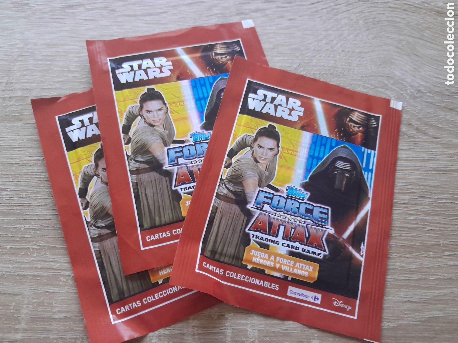 Cromos de f&uacute;tbol: lote 3 sobres sin abrir star wars force attax