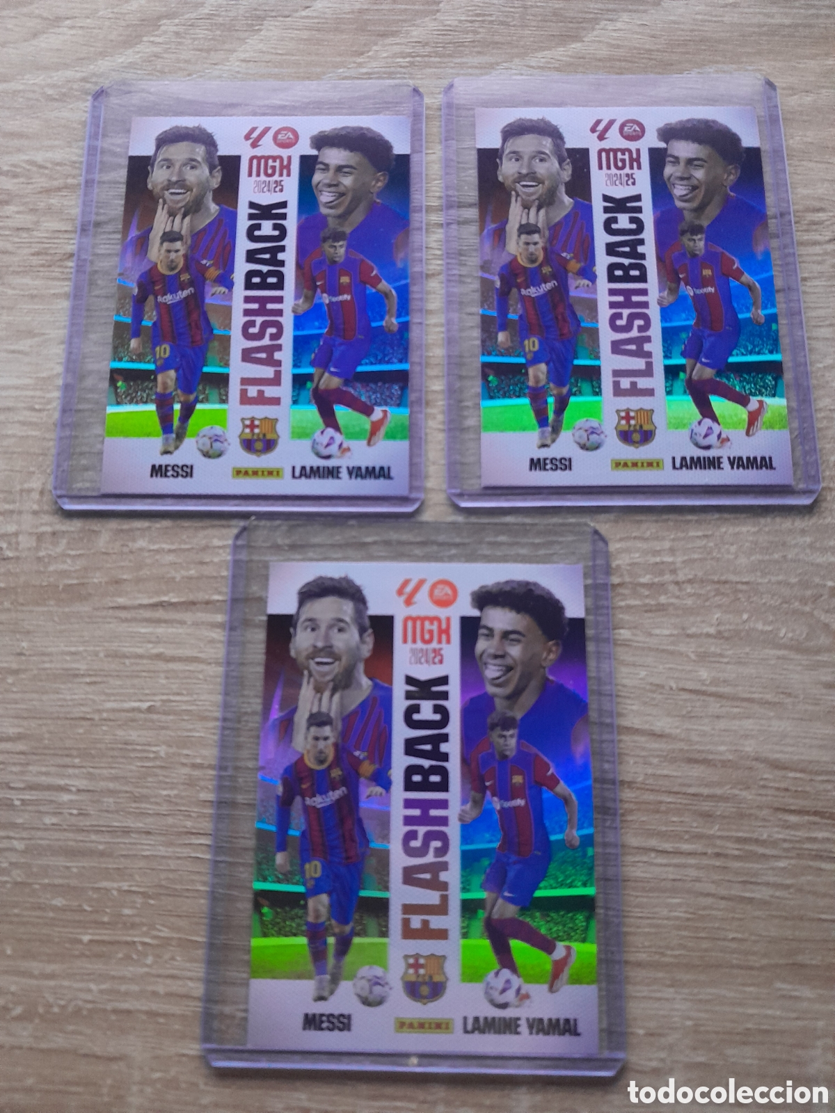 Cromos de f&uacute;tbol: lote 3 cromos MEGACRACKS MGK 2024 2025 PANINI FLASHBACK MESSI / lamine YAMAL