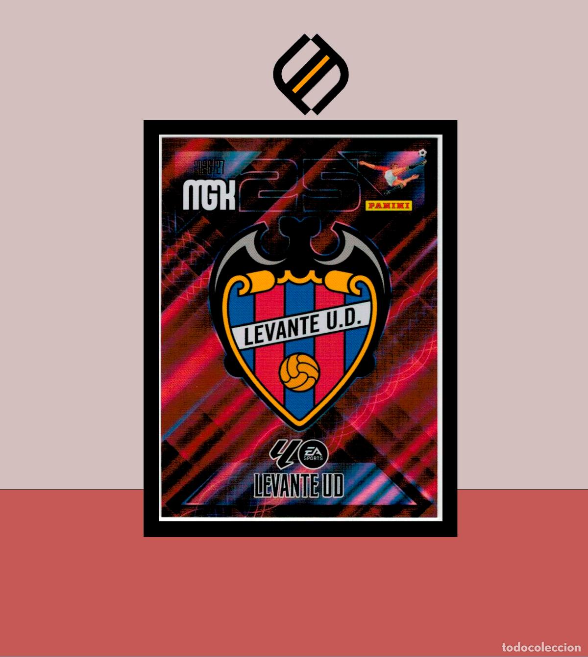 Cromos de f&uacute;tbol: MEGACRACKS 2026 2027 26 27 PANINI N&ordm; 199 ESCUDO LEVANTE COLECCI&Oacute;N ALB&Uacute;M MGK