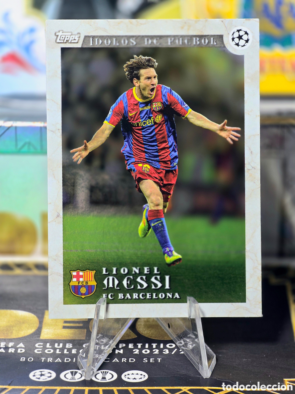 Cromos de f&uacute;tbol: Lionel Messi Idolos del Futbol Topps Curated Set Aitana Bonmati Foil Card
