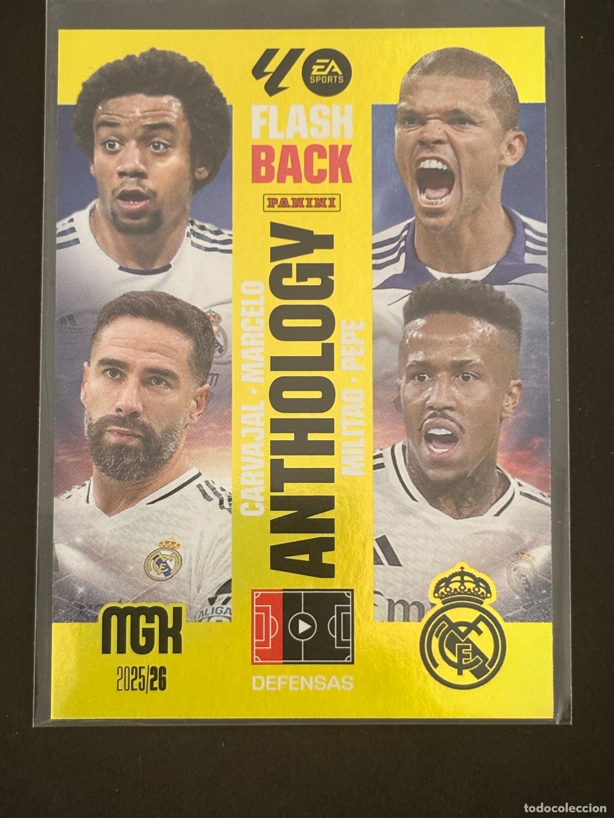 Cromos de f&uacute;tbol: 437 MARCELO / PEPE / CARVAJAL / MILITAO FLASH BACK ANTHOLOGY MEGACRACKS MGK 25-26