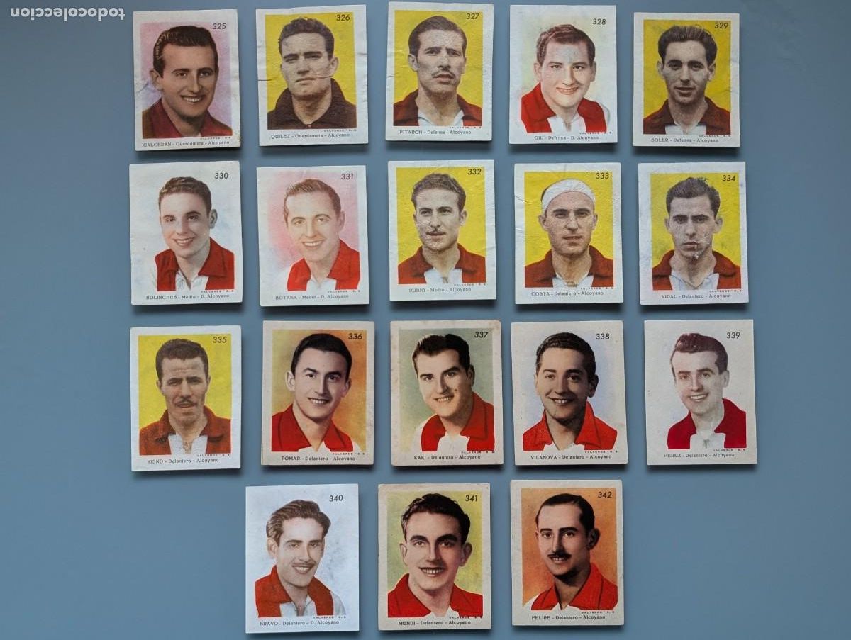 Cartes &agrave; collectionner de Football: RARO LOTE 18 CROMOS COMPLETO ALCOYANO COMPLETE SET CARDS ALCOY 1944 1945 FOOTBALL ALICANTE VALENCIA