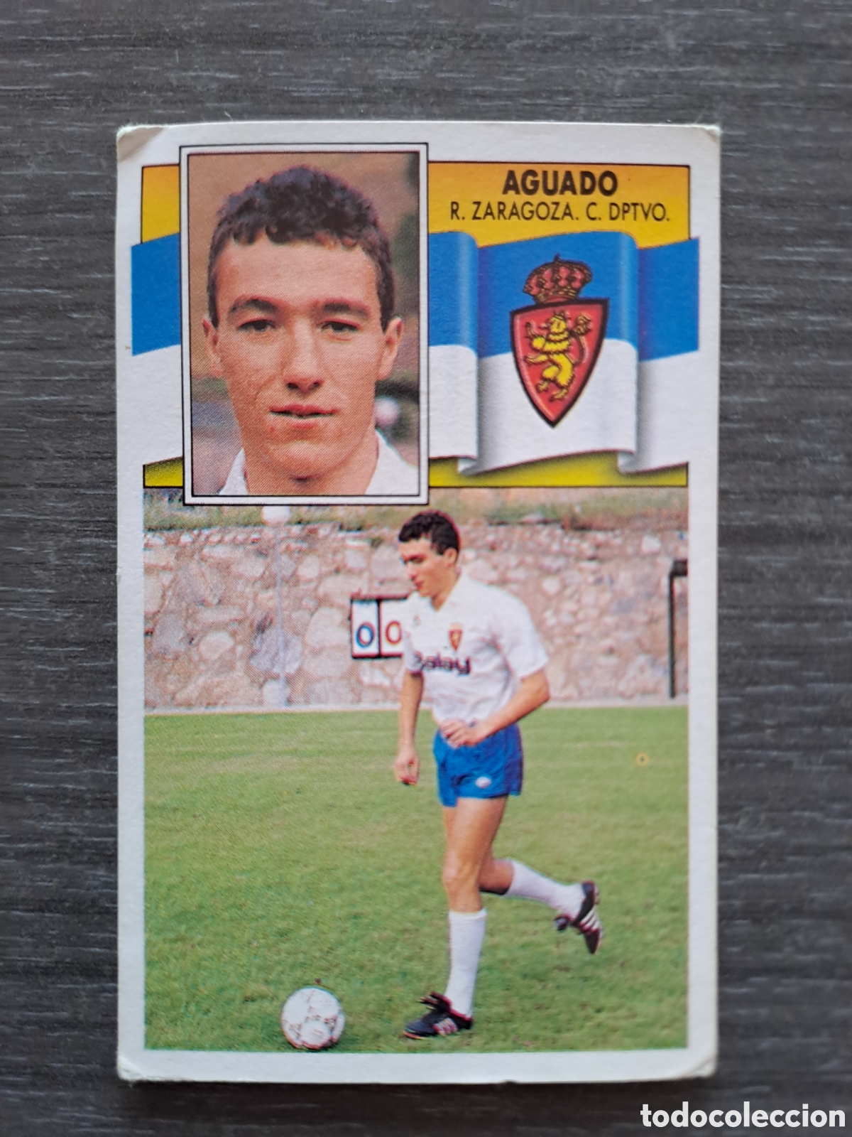 Cromos de f&uacute;tbol: LIGA ESTE 90-91 &mdash; AGUADO &mdash; REAL ZARAGOZA &mdash; COLOCA Cromo original de Aguado, jugador del Real Zarago