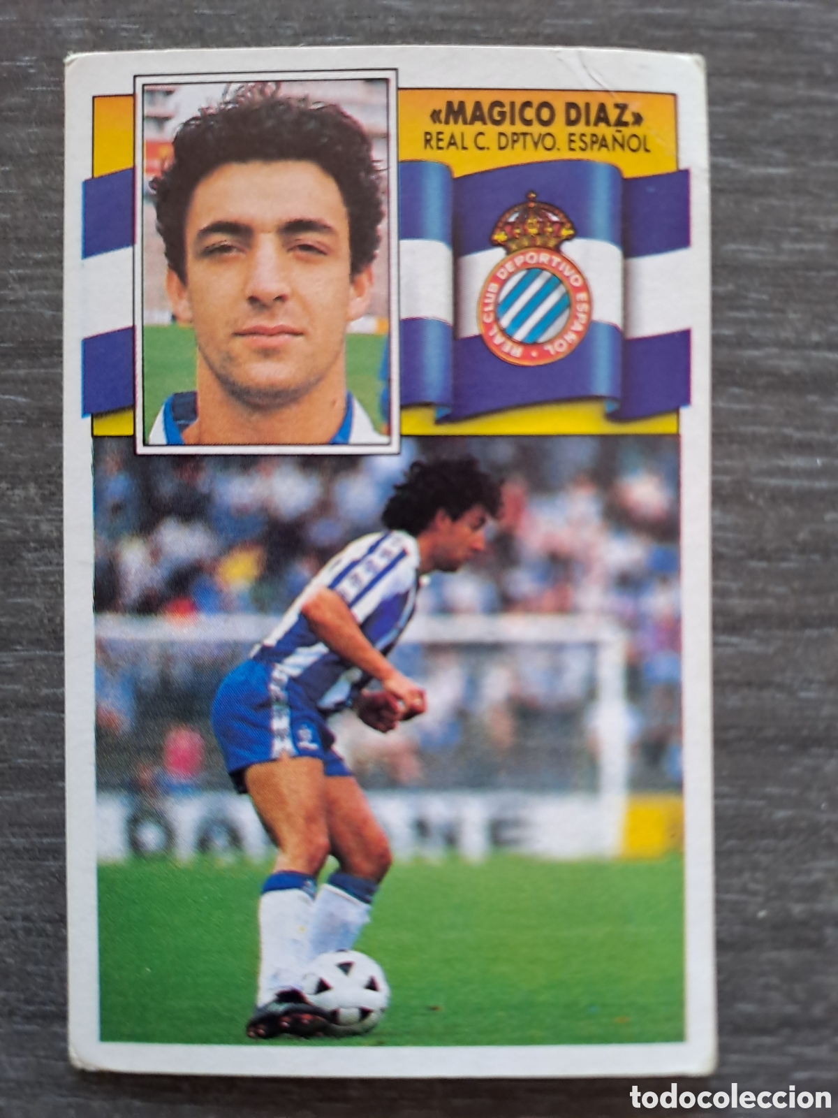 Cartes &agrave; collectionner de Football: LIGA ESTE 90-91 &mdash; M&Aacute;GICO D&Iacute;AZ &mdash; RCD ESPANYOL &mdash; COLOCA Cromo original de M&aacute;gico D&iacute;az, jugador del RC