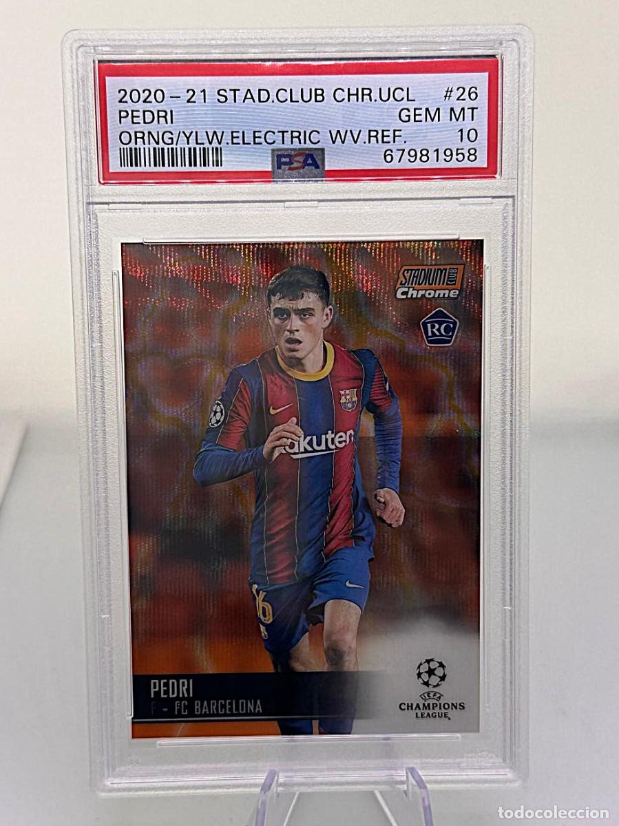Cromos de f&uacute;tbol: Rookie Pedri 26 FC Barcelona Topps Chrome Stadium Orange Electric 2020 21 PSA 10