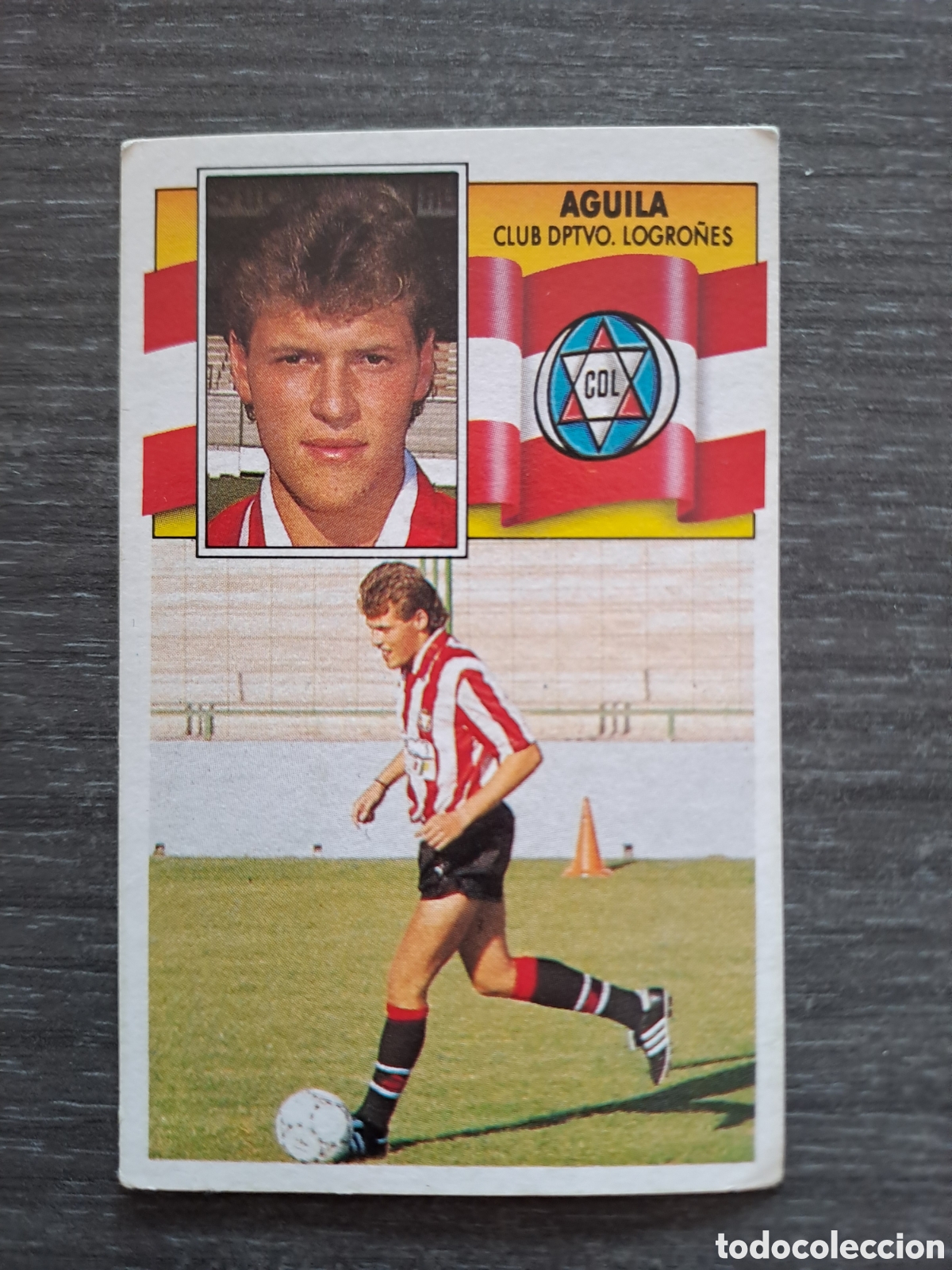 Football Stickers: LIGA ESTE 90-91 &mdash; &Aacute;GUILA &mdash; CD LOGRO&Ntilde;&Eacute;S &mdash; COLOCA DIF&Iacute;CIL Cromo original de &Aacute;guila