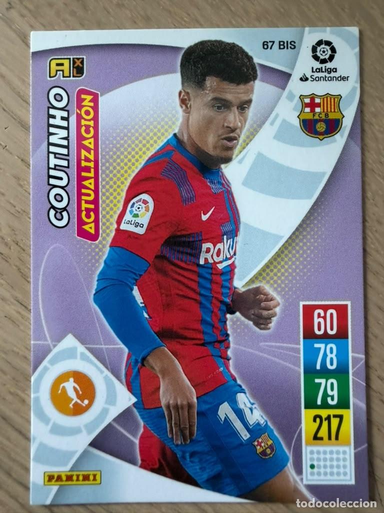 Cromos de f&uacute;tbol: 67 BIS COUTINHO ACTUALIZACION BARCELONA 21 22 2021 2022 LIGA SANTANDER PANINI ADRENALYN XL CARD
