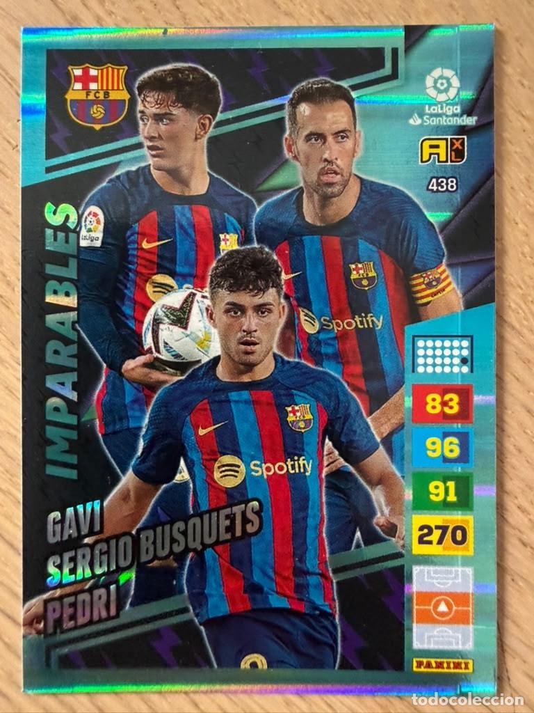 Cromos de f&uacute;tbol: 438 IMPARABLES PEDRI GAVI BUSQUET BARCELONA 22 23 2022 2023 LIGA SANTANDER PANINI ADRENALYN XL CARD