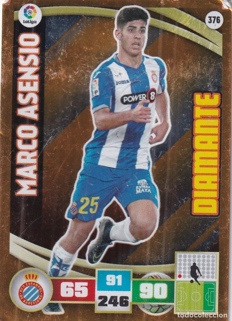 Cromos de f&uacute;tbol: ADRENALYN XL MARCO ASENSIO 376 DIAMANTE ESPANYOL CROMO LIGA 15 16 2015 2016 PANINI