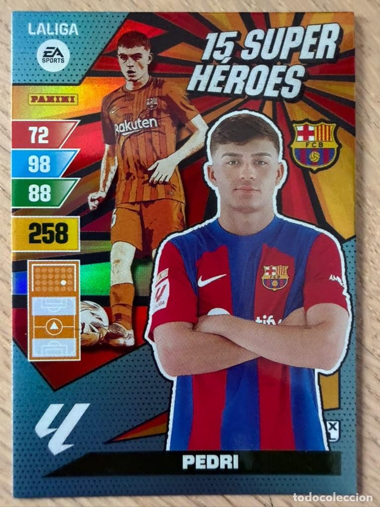Cromos de f&uacute;tbol: PEDRI 15 SUPER HEROES BARCELONA 23 24 2023 2024 LIGA EA SPORT PANINI ADRENALYN XL CARD