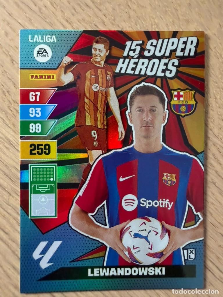 Cromos de f&uacute;tbol: LEWANDOWSKI 15 SUPER HEROES BARCELONA 23 24 2023 2024 LIGA EA SPORT PANINI ADRENALYN XL CARD
