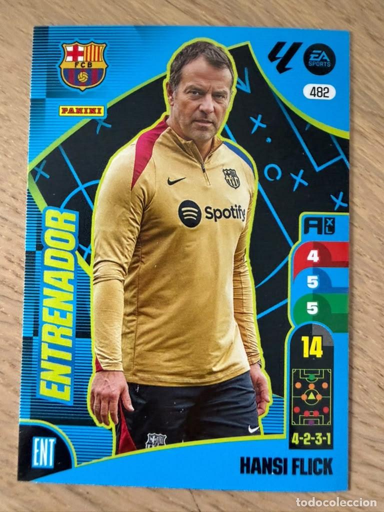 Cromos de f&uacute;tbol: 482 HANSI FLICK ENTRENADOR BARCELONA 24 25 2024 2025 LIGA EA SPORT PANINI ADRENALYN XL CARD
