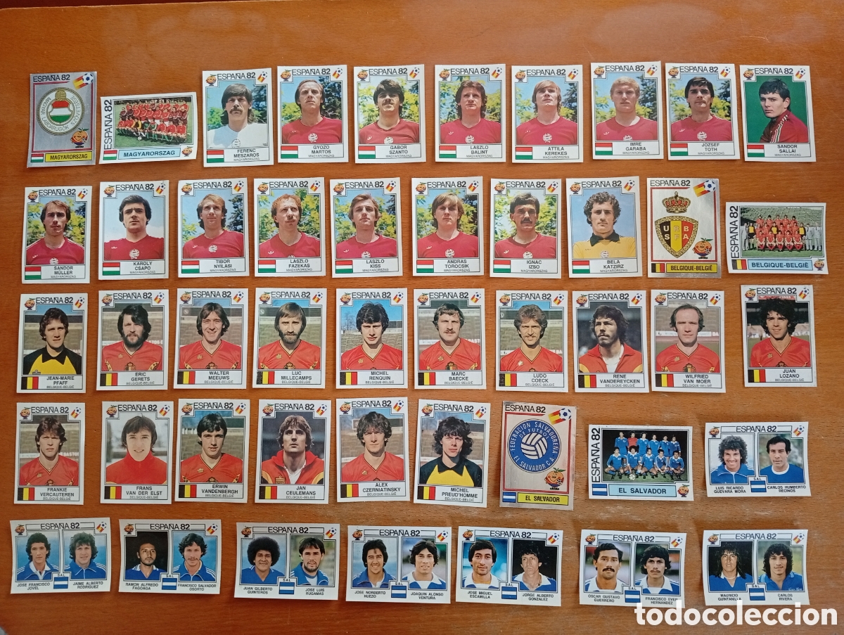Cromos de f&uacute;tbol: Panini Espa&ntilde;a 82 - Hungr&iacute;a, B&eacute;lgica, El Salvador.