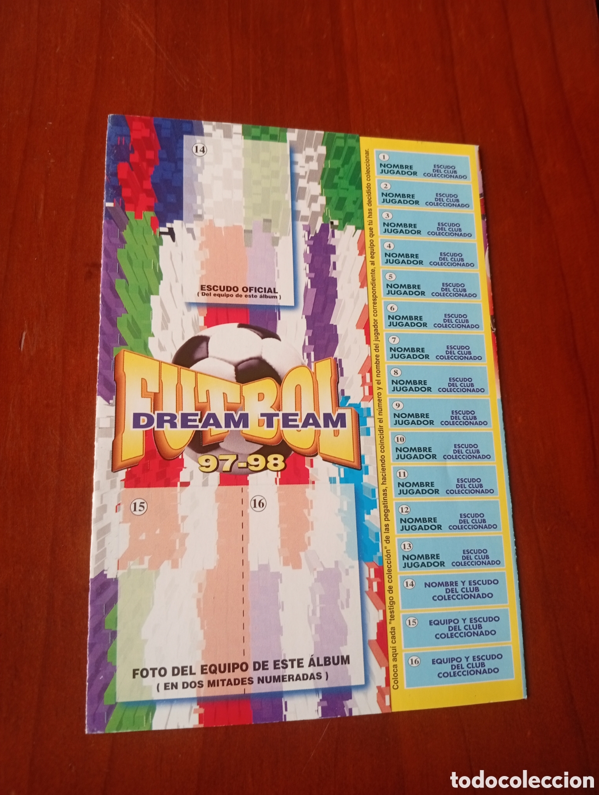 Cromos de f&uacute;tbol: ALBUM CROMO CROMOS CHICLE CHICLES FUTBOL DREAM TEAM 97 - 98 VACIO PLANCHA NUEVO