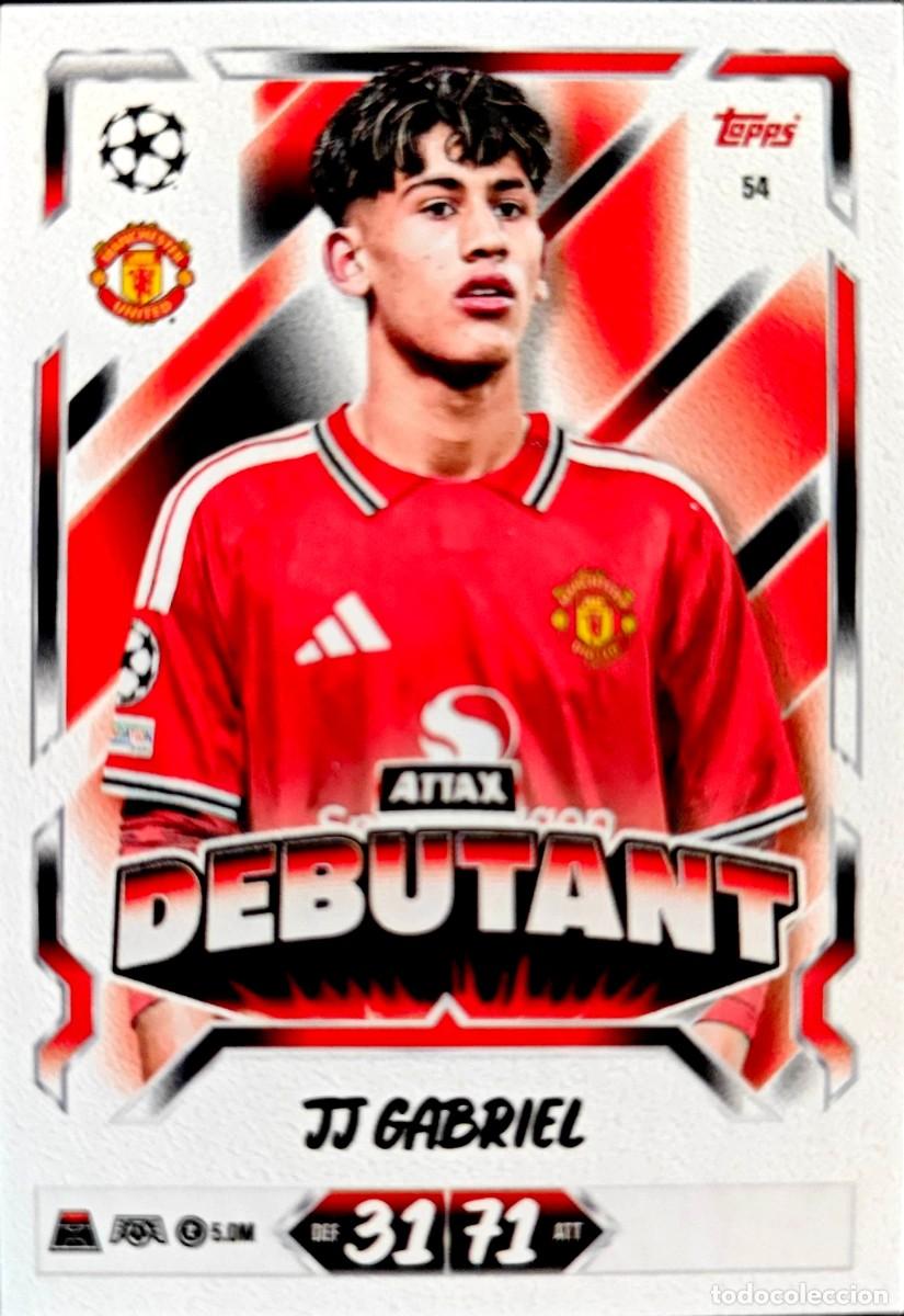 Cromos de f&uacute;tbol: 54 JJ Gabriel - Manchester United - DEBUTANT - TOPPS Match Attax 2026 2027 26 27