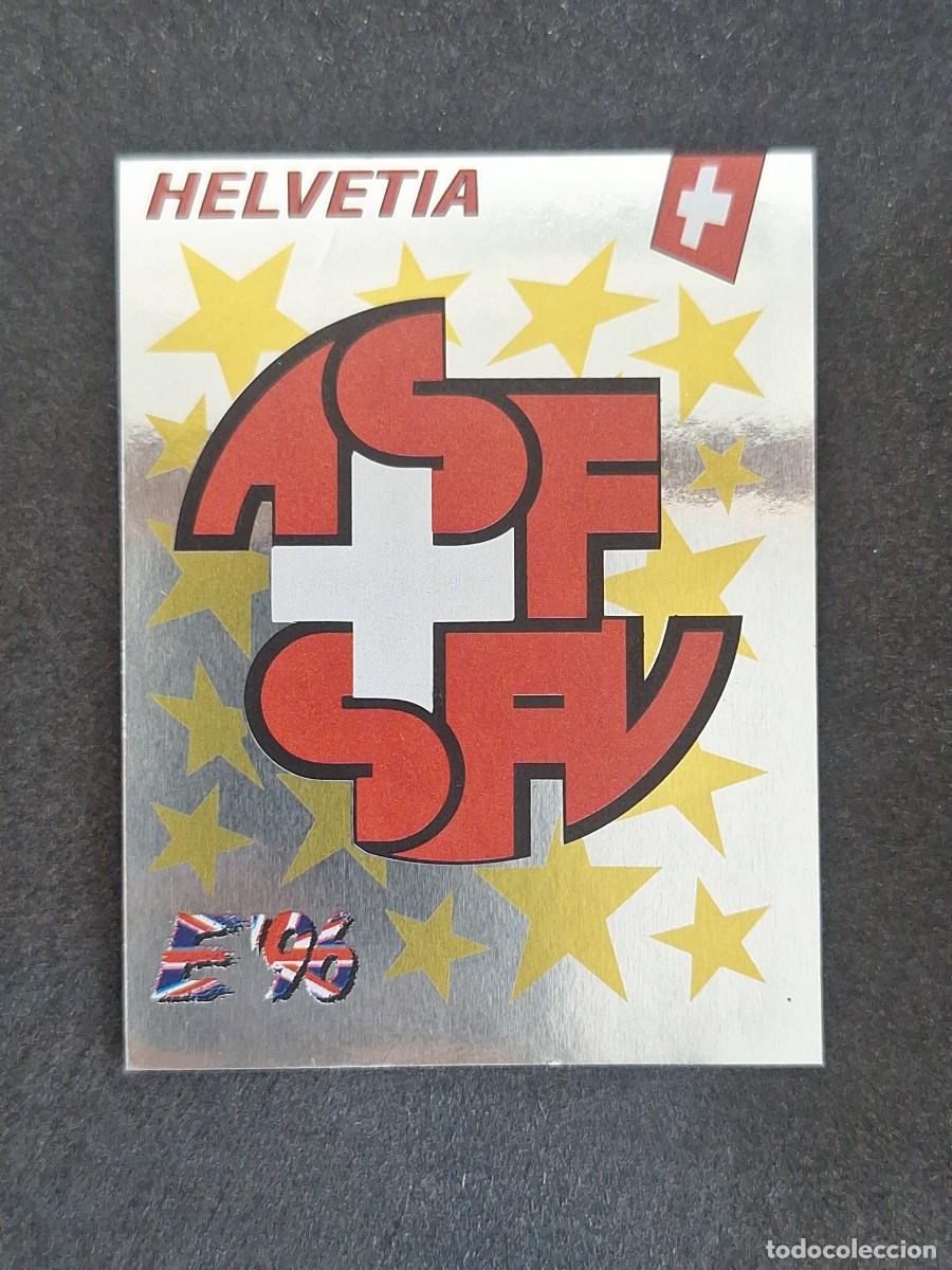 Cromos de f&uacute;tbol: L2 ESCUDO SELECCION SUIZA 55 EUROCOPA 1996 EURO 96 PANINI NUNCA PEGADO SIN PEGAR
