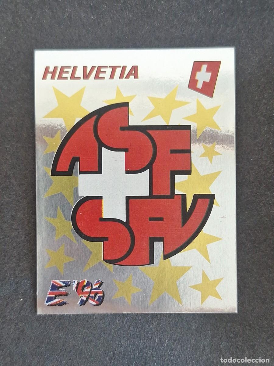 Cromos de f&uacute;tbol: L2 ESCUDO SELECCION SUIZA 55 EUROCOPA 1996 EURO 96 PANINI NUNCA PEGADO SIN PEGAR