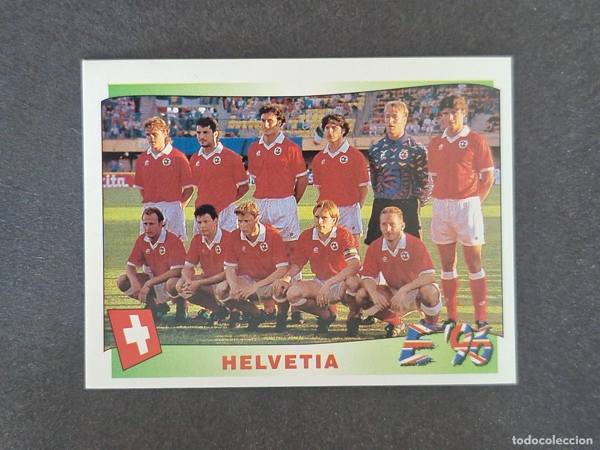 Cromos de f&uacute;tbol: L2 ALINEACION EQUIPO SELECCION SUIZA 56 EUROCOPA 1996 EURO 96 PANINI NUNCA PEGADO SIN PEGAR