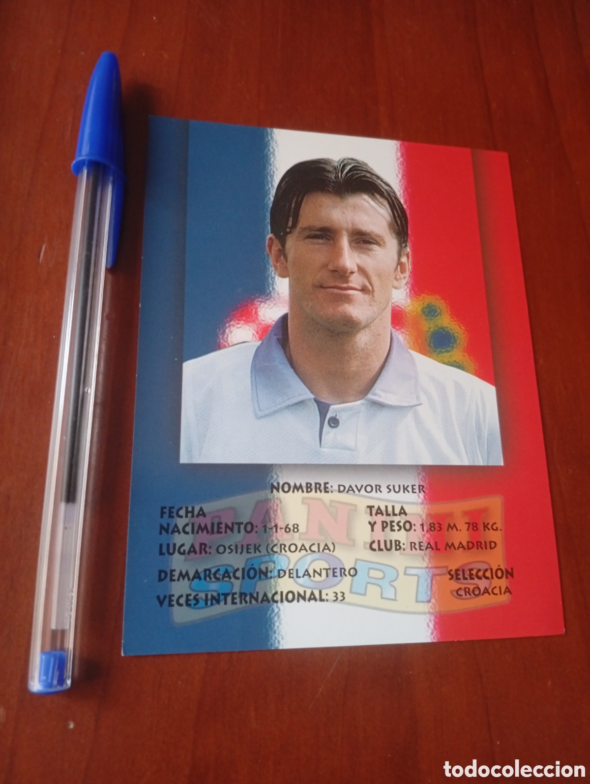 Figurine di Calcio: CROMO TARJETA FUTBOL PANINI SPORTS 1997 REAL MADRID PHOTOCARD SUKER