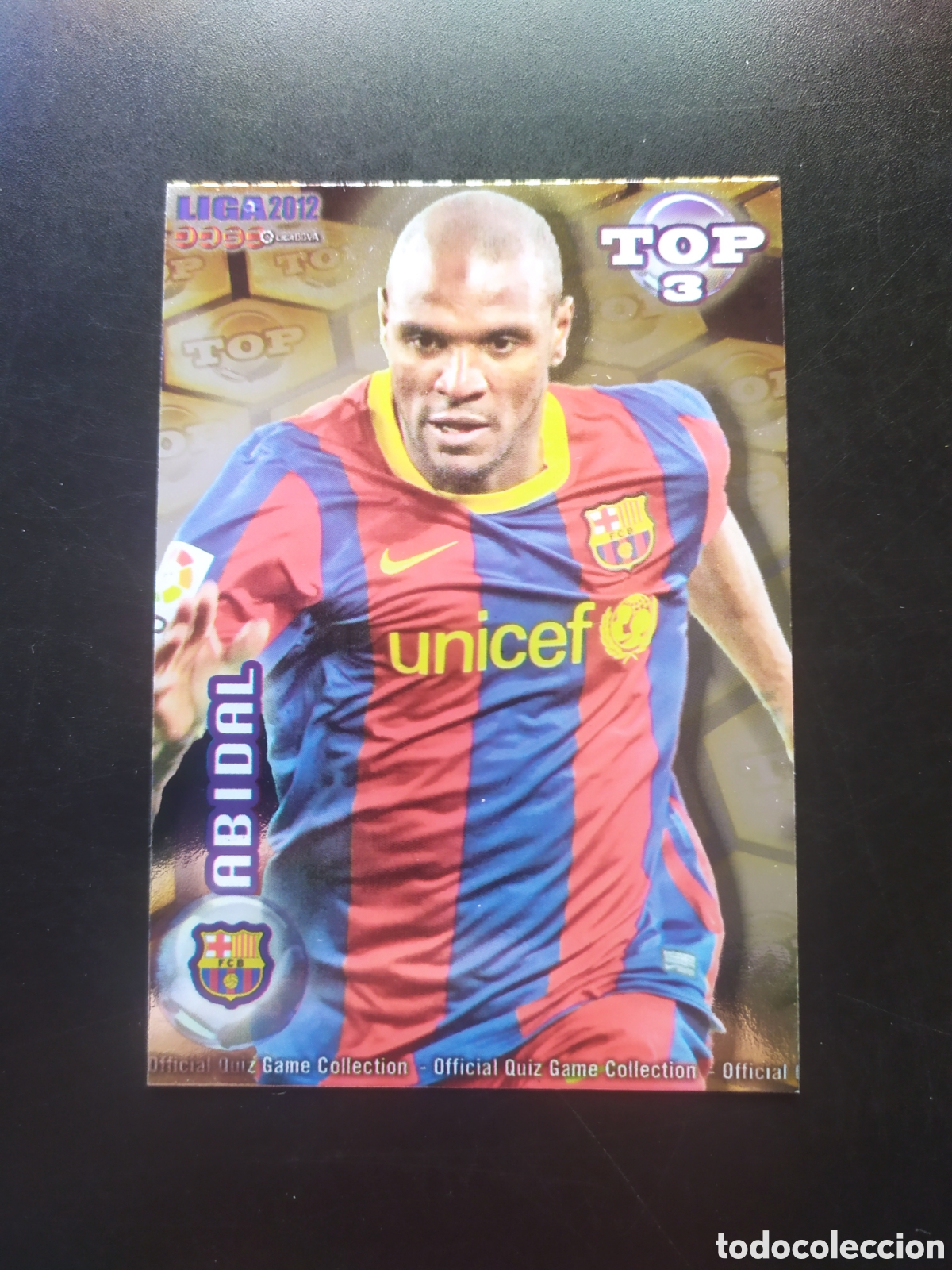 Cartes &agrave; collectionner de Football: Mundicromo fichas Liga 2011 2012 11 12 Abidal top brillo dorado n&deg; 577 Barcelona
